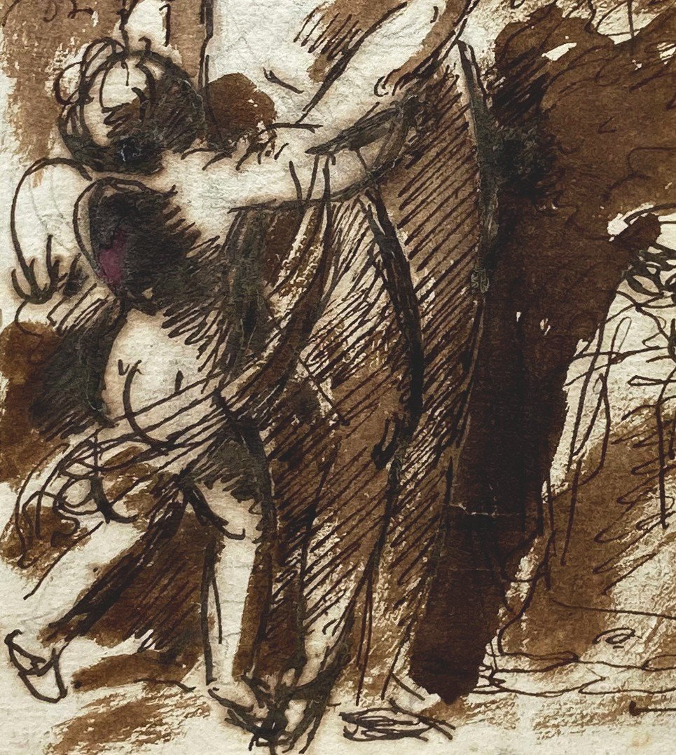 BARON GERARD François-Pascal-Simon (1770-1837) "Hélène et Cupidon" Dessin/Plume et lavis brun-photo-4