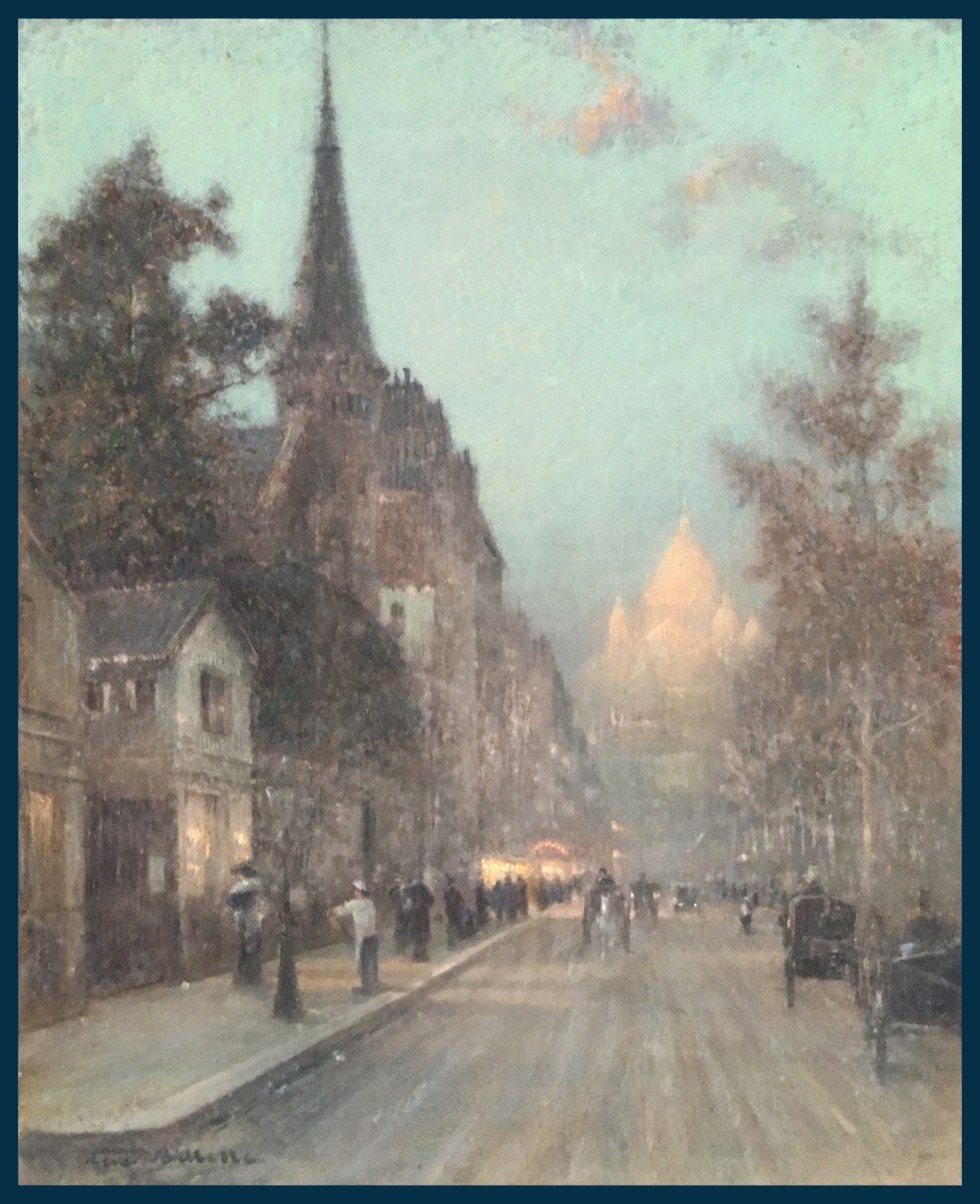 BILLOTTE René (1846-1914) "Paris, Le Sacré Cœur" Dessin au pastel, Signé, Cadre époque fin 19e