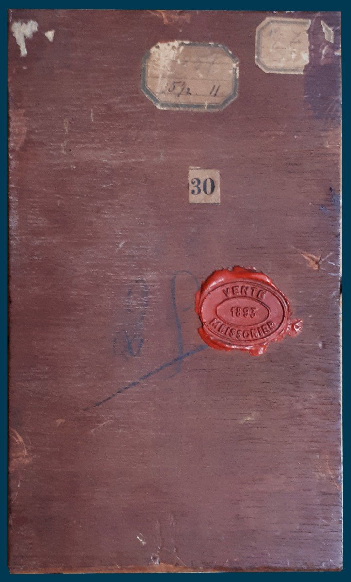 Meissonier Ernest (1815-1891) "a Halberdier" Oil/mahogany Panel, Monogram, Stamp/sale-photo-4