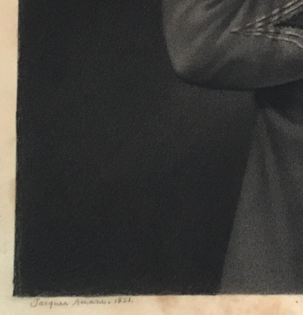 Amans Jacques (1801-1888),american School"portrait Of A Man" Drawing/black Pencil, Signed,dated-photo-2