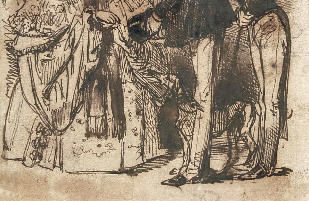 GERARD Jean Ignace Isidore (1803-1847) Dit GRANDVILLE "Personnages" Dessin/Plume, lavis, Cachet-photo-3