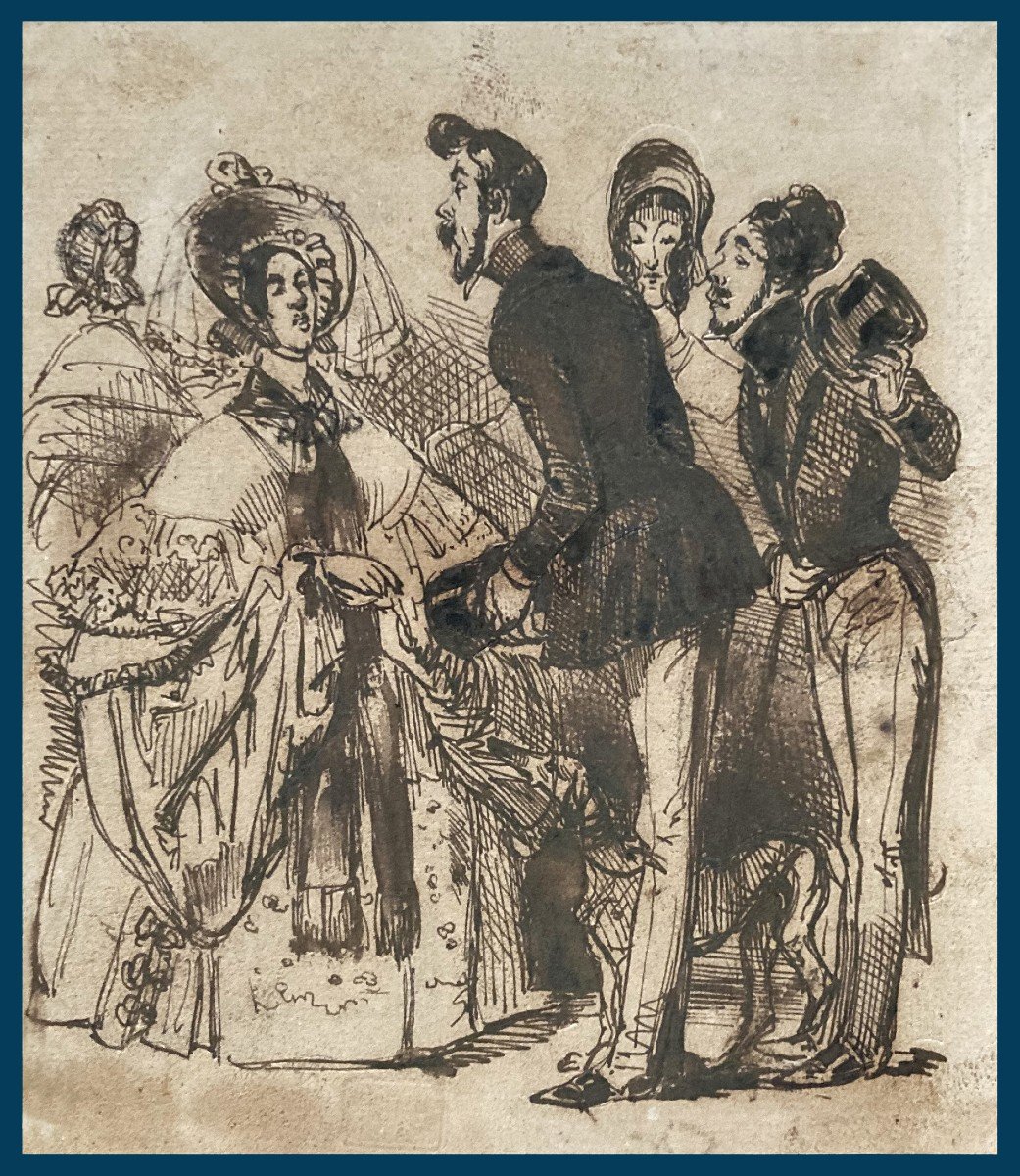 Gerard Jean Ignace Isidore (1803-1847) Said Grandville "characters"drawing/pen,brown Wash,stamp