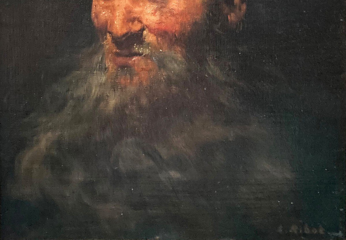 RIBOT Théodule Augustin (1823-1891) "Portrait d'homme" Huile sur toile, Signé, Cadre du 19e-photo-2