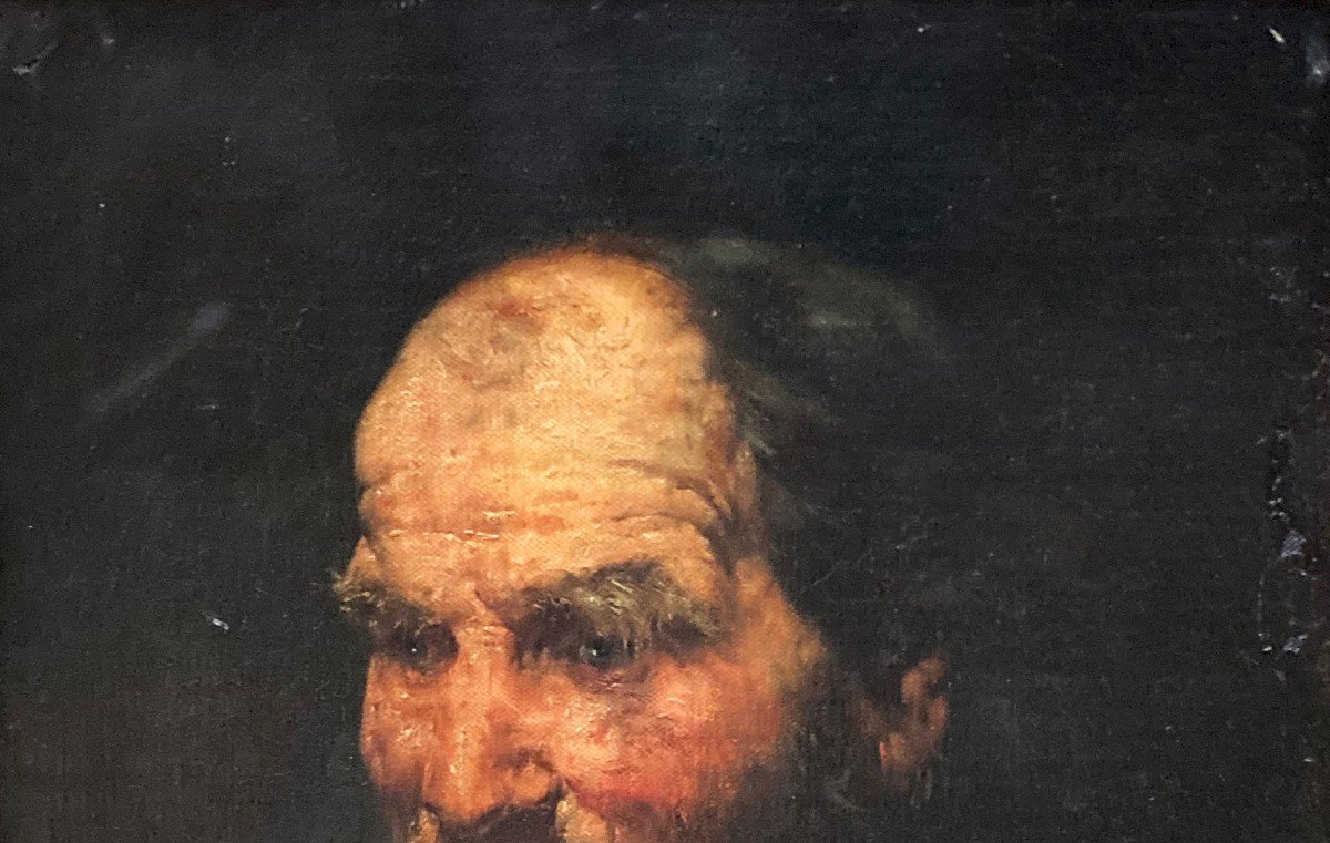 RIBOT Théodule Augustin (1823-1891) "Portrait d'homme" Huile sur toile, Signé, Cadre du 19e-photo-3