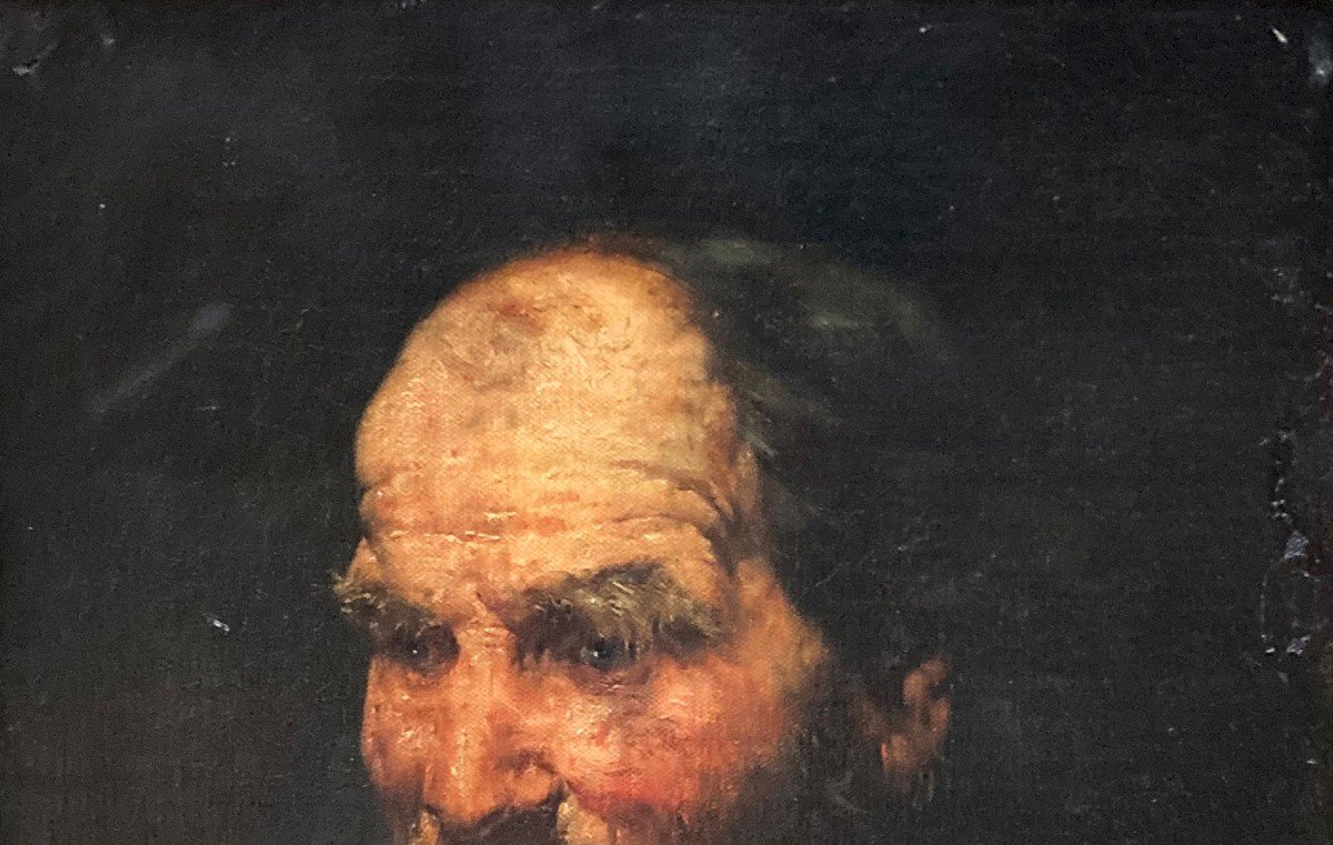 Ribot Théodule Augustin (1823-1891) "portrait Of A Man" Oil On Canvas, Signed, 19th Century Frame-photo-3
