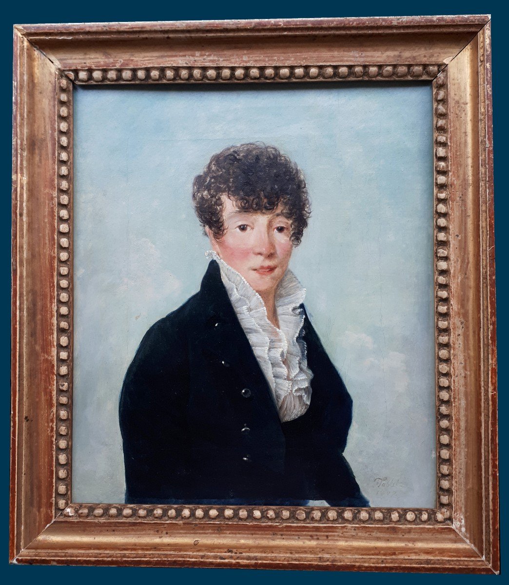 SABLET Jean-François (1745-1819) "Portrait d'un jeune homme" Huile/toile, Signé, daté,Cadre 18e