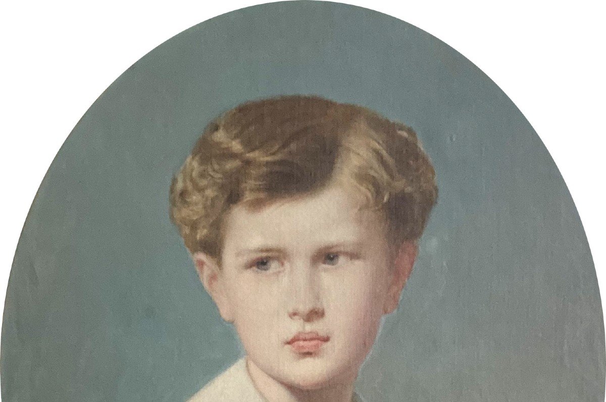PINEU-DUVAL Amaury Dit AMAURY-DUVAL (1808-1885) "Portrait d'enfant" Huile/toile, signé et daté-photo-2