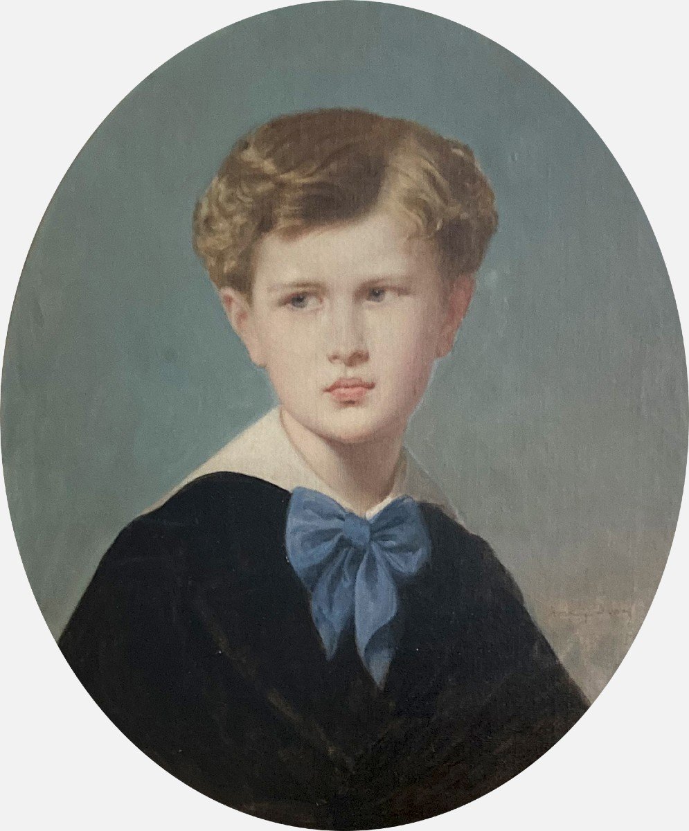 PINEU-DUVAL Amaury Dit AMAURY-DUVAL (1808-1885) "Portrait d'enfant" Huile/toile, signé et daté-photo-4