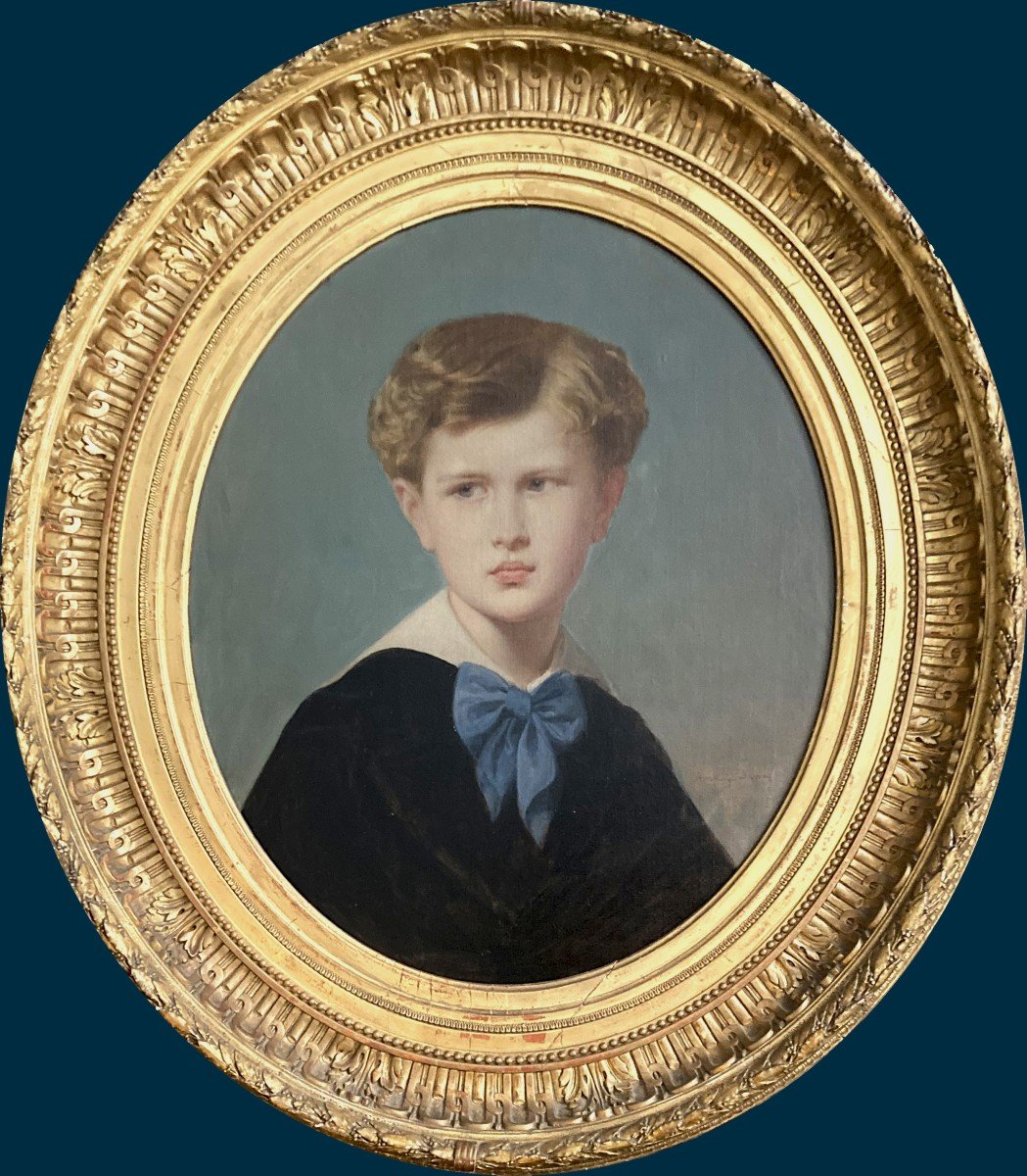 PINEU-DUVAL Amaury Dit AMAURY-DUVAL (1808-1885) "Portrait d'enfant" Huile/toile, signé et daté