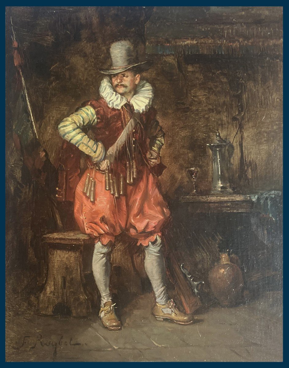 ROYBET Ferdinand (1840-1920) "Un mousquetaire" Huile sur panneau, Signé