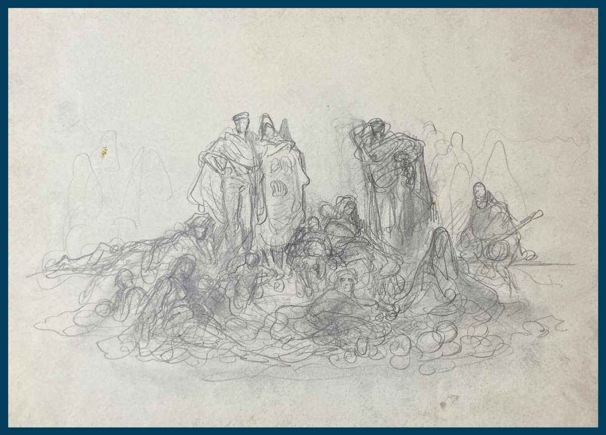 DORE Gustave (1832-1883) "Personnages" Dessin au crayon noir, Provenance