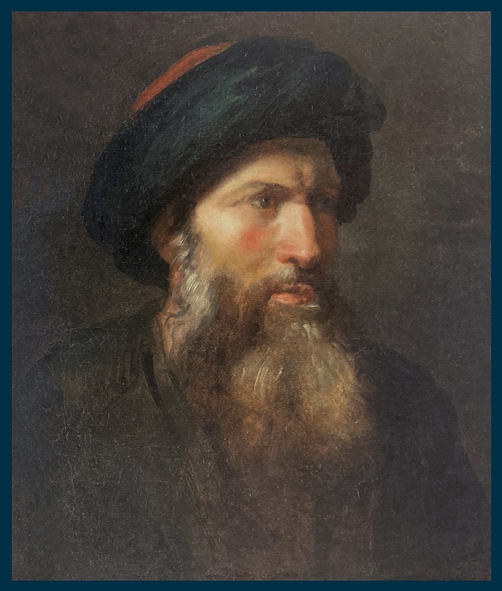 French School Early 19th Century "oriental Head" Oil On Canvas