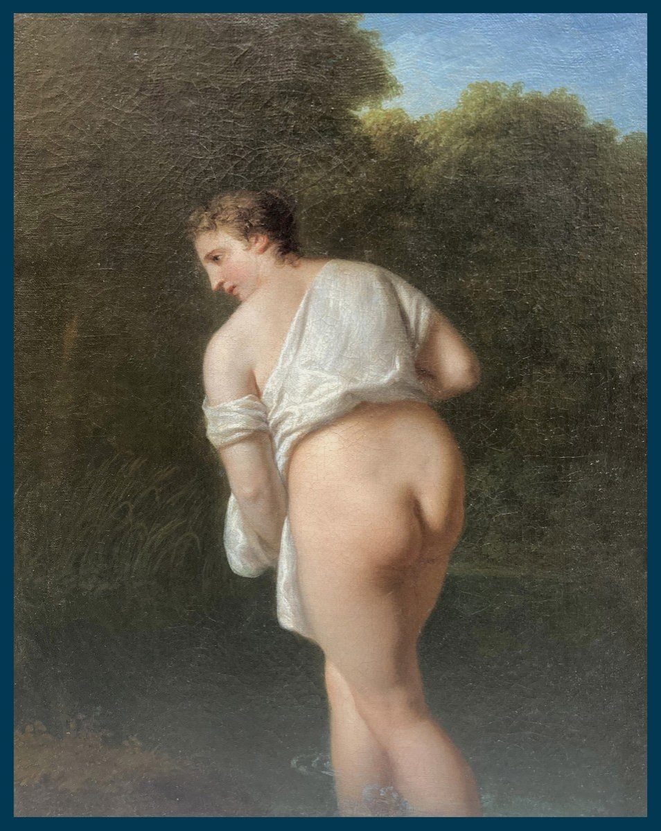 ECOLE FRANCAISE VERS 1800, Attribution suggérée REGNAULT "Femme nue de dos" Huile sur toile