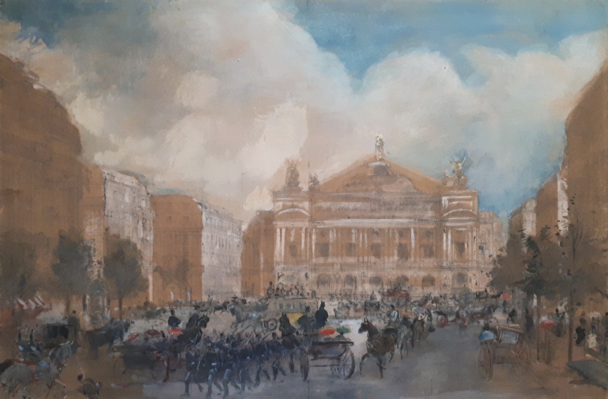 Morin Edmond (1824-1882) "palais Garnier Opéra Paris" Drawing/black Pencil, Watercolor And Gouache-photo-4