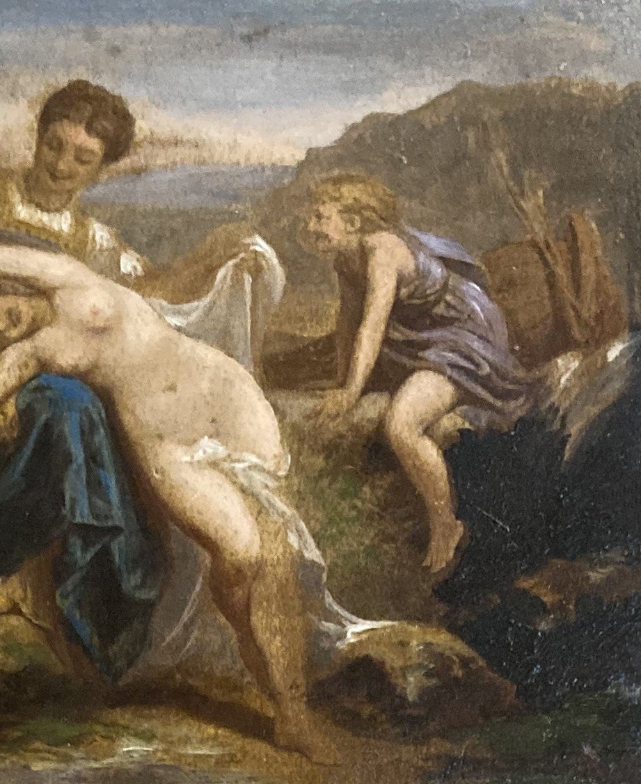 Picou Henri (1824-1895) "female Nude And Characters" Oil On Panel, Signed-photo-3
