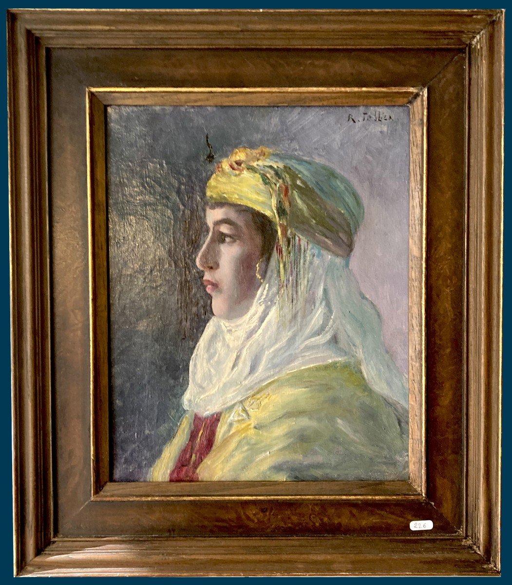 Tellier Raymond (1897-1985) "an Oriental Woman, Morocco" Oil On Canvas, Signed, 20th Century Frame