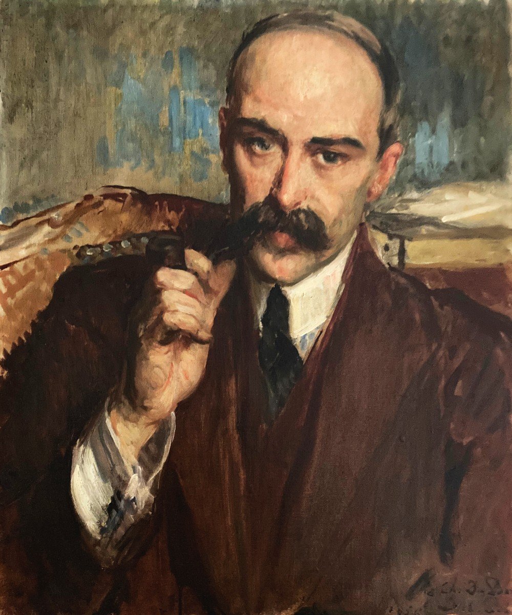 BLANCHE Jacques-Emile (1861-1942)"Portrait de Charles du Bos"Huile/Carton,monogrammé,Provenance-photo-2