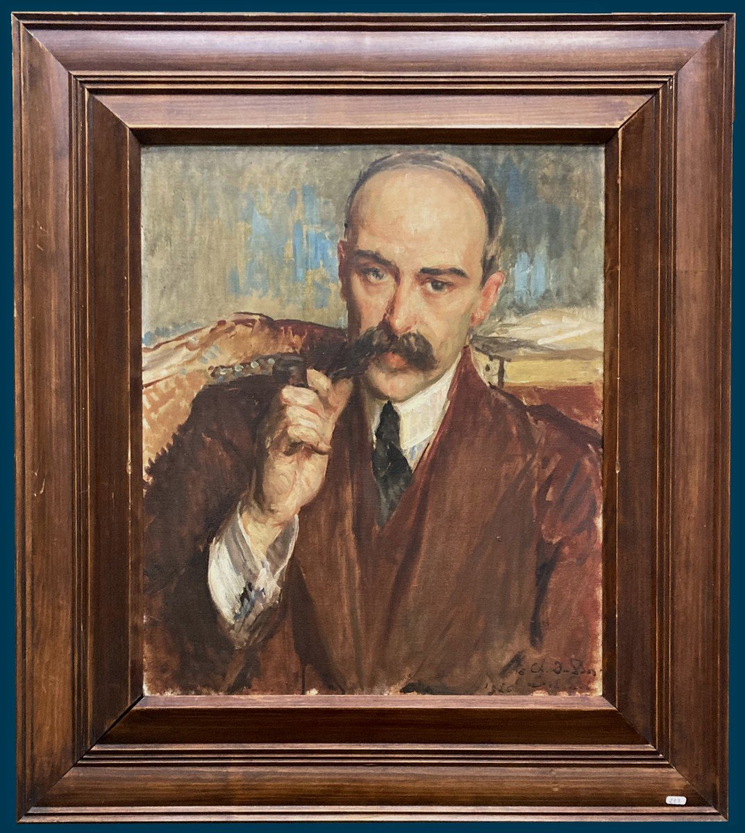 BLANCHE Jacques-Emile (1861-1942)"Portrait de Charles du Bos"Huile/Carton,monogrammé,Provenance