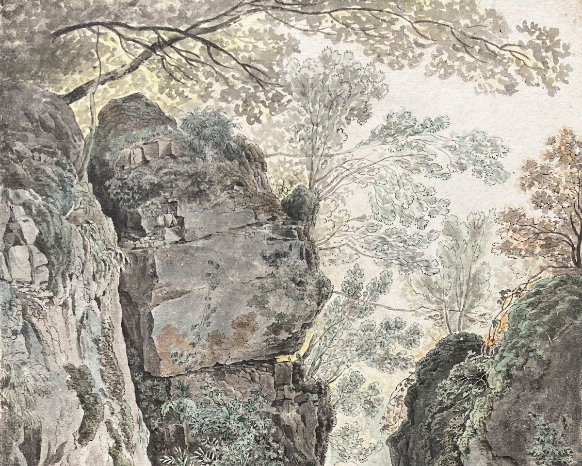 Salathe Friedrich (1793-1858) Attr.to Ec. Switzerland "mont Rigi Landscape Switzerland" Drawing/pen, Watercolor-photo-2