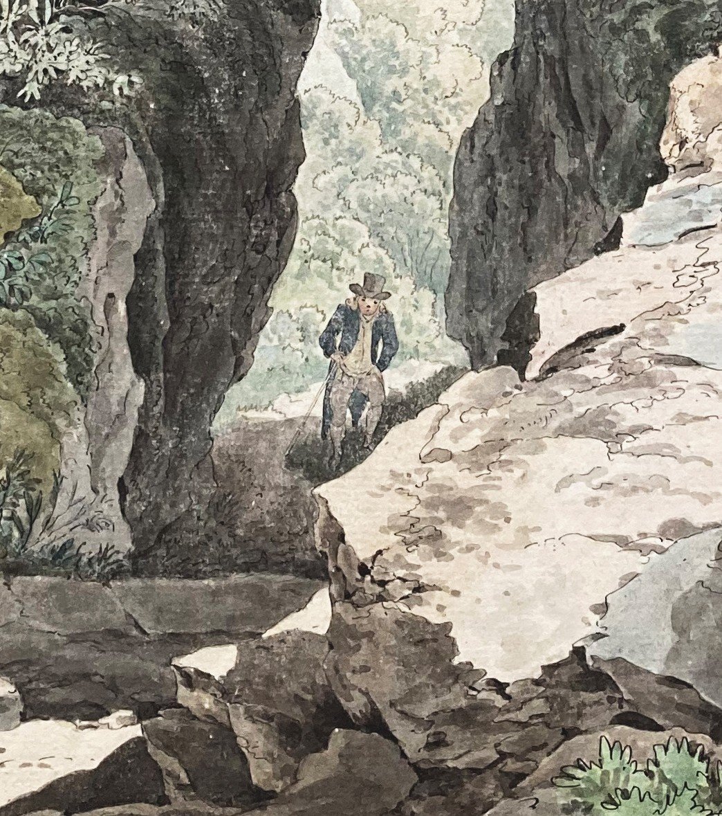 Salathe Friedrich (1793-1858) Attr.to Ec. Switzerland "mont Rigi Landscape Switzerland" Drawing/pen, Watercolor-photo-4