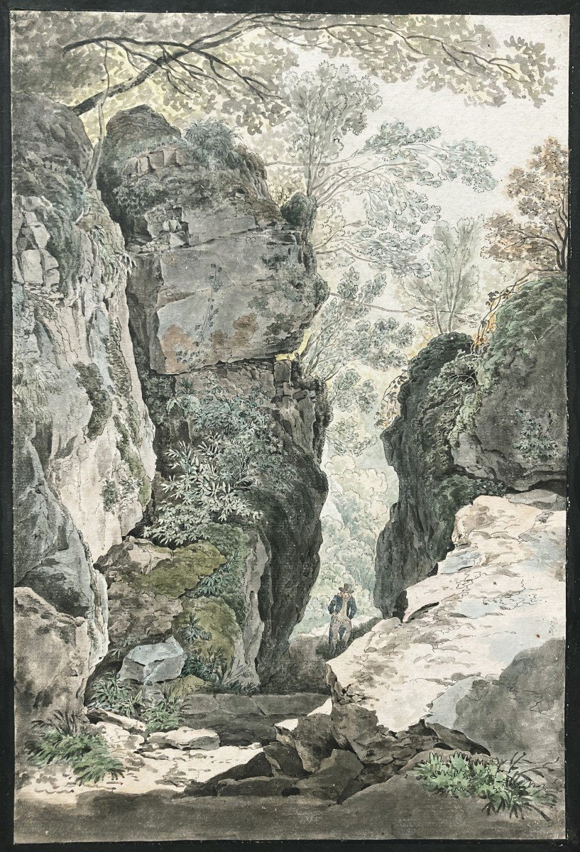 Salathe Friedrich (1793-1858) Attr.to Ec. Switzerland "mont Rigi Landscape Switzerland" Drawing/pen, Watercolor