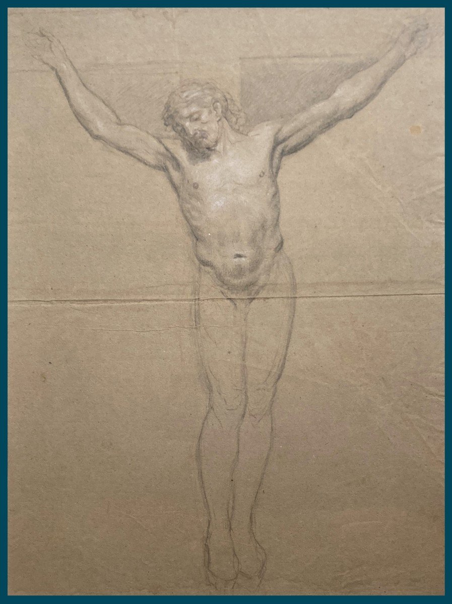 Girardet Jean (1709-1778) "christ On The Cross" Drawing In Black Chalk And White Chalk