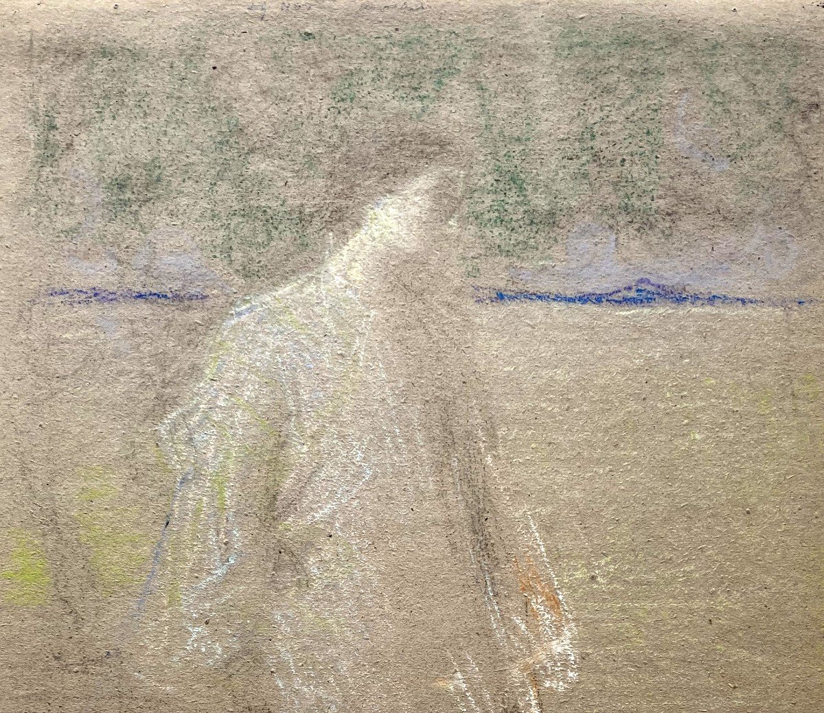 LAURENT Ernest (1859-1929) "Femme debout" Dessin au pastel, signé du cachet monogramme-photo-2