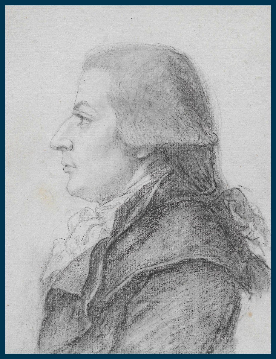Duvivier Benjamin (born In 1730) Engraver, Medalist "portrait Of A Man" Drawing/black Chalk
