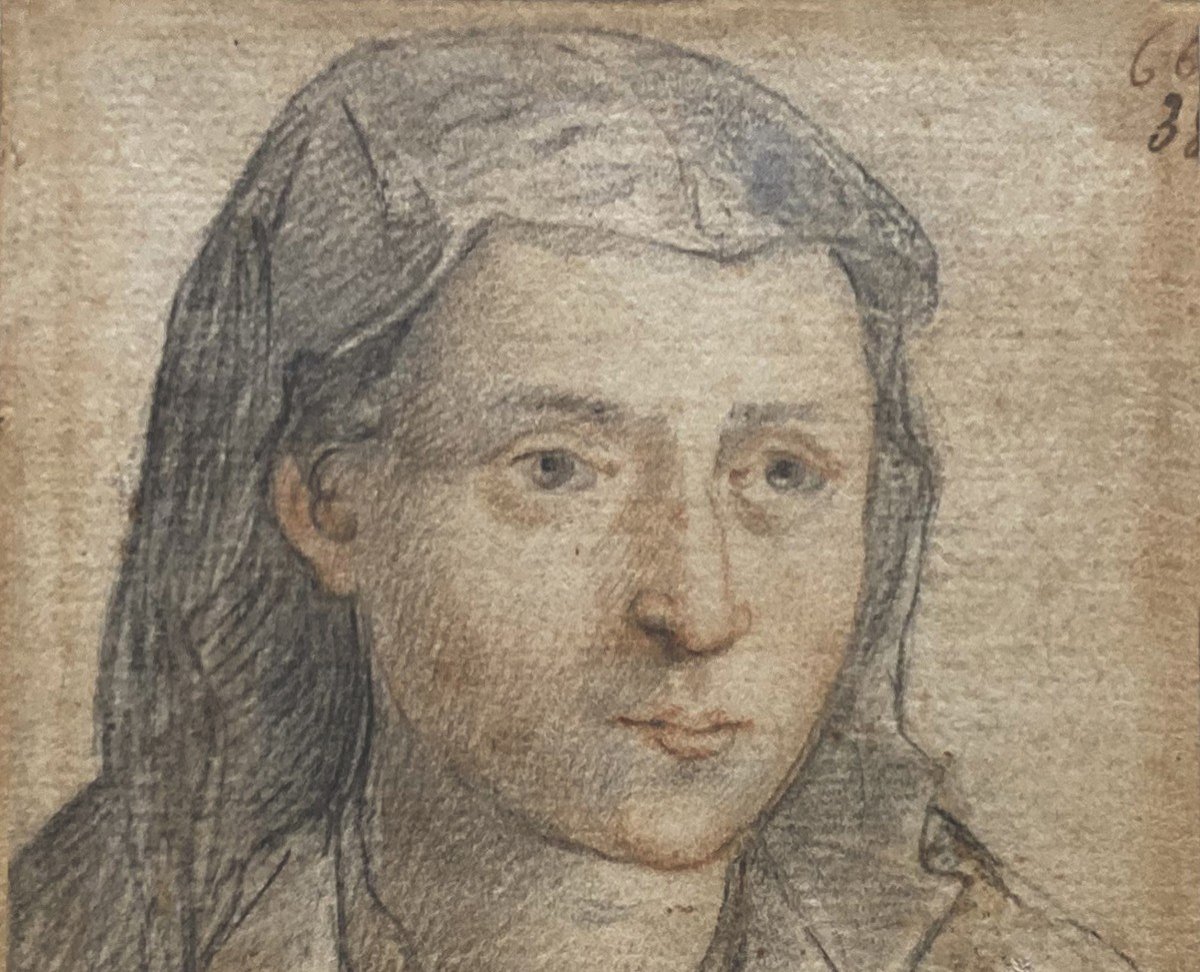 ZUCCARO Frédérico (1542-1609) "Portrait mère de l'artiste"Dessin/Pierre noire,Provenance/Cachet-photo-2