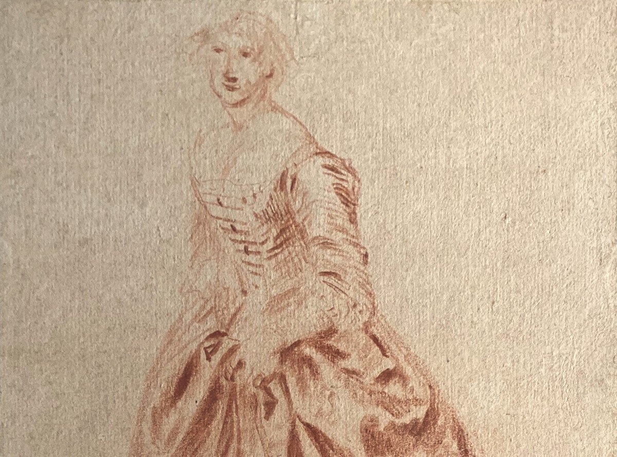 Lancret Nicolas (1690-1743) "study Of A Woman" Red Chalk Drawing-photo-2