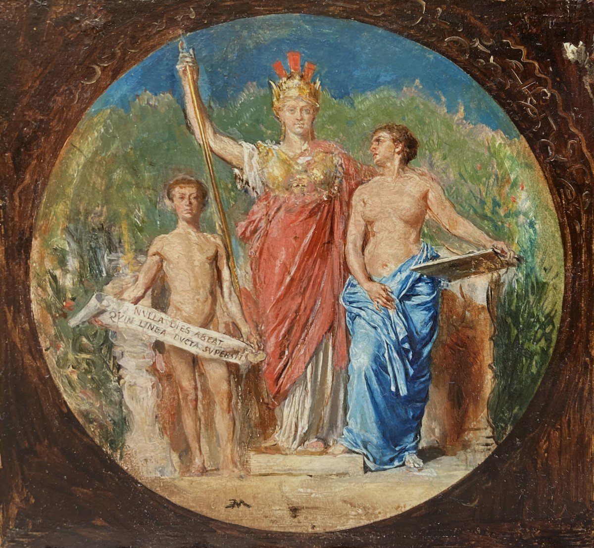 MEISSONIER Ernest (1815-1891) "Scène allégorique" Huile/panneau, Monogrammé, Provenance, Cadre-photo-2