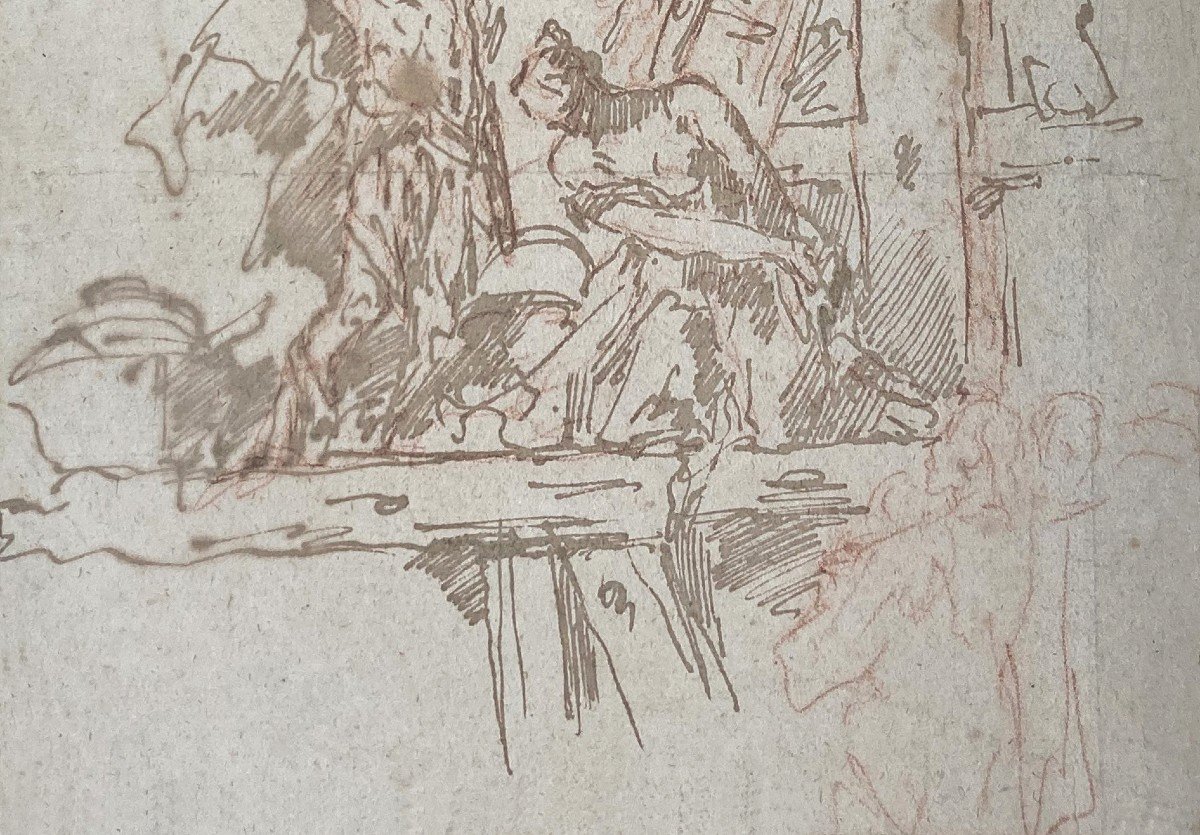DIZIANI Gaspare (1689-1767)"Martyr de Ste Eurosia"Dessin/Crayon sanguine,plume,lavis,Provenance-photo-3