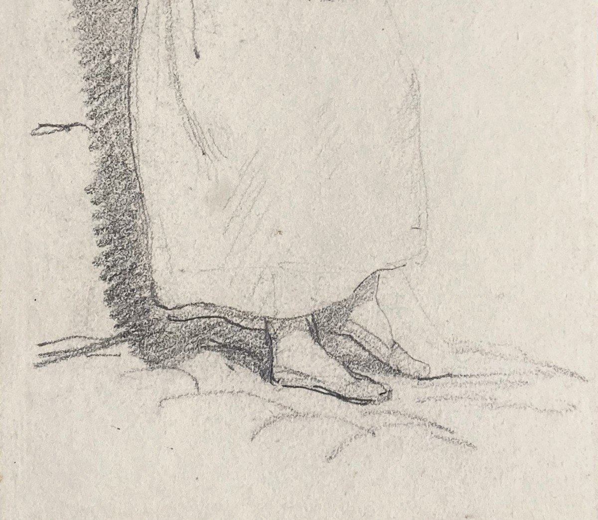 DELAROCHE Paul (1797-1856) "La bonne femme" Dessin au crayon noir, annoté sur montage d'époque-photo-3