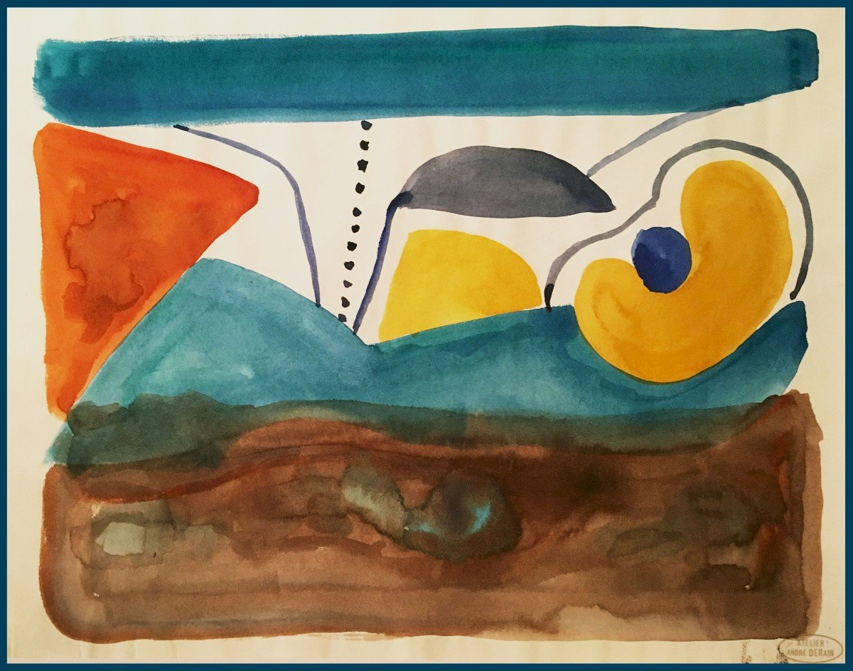 DERAIN André (1880-1954) "Composition abstraite" Aquarelle, Cachet d'atelier