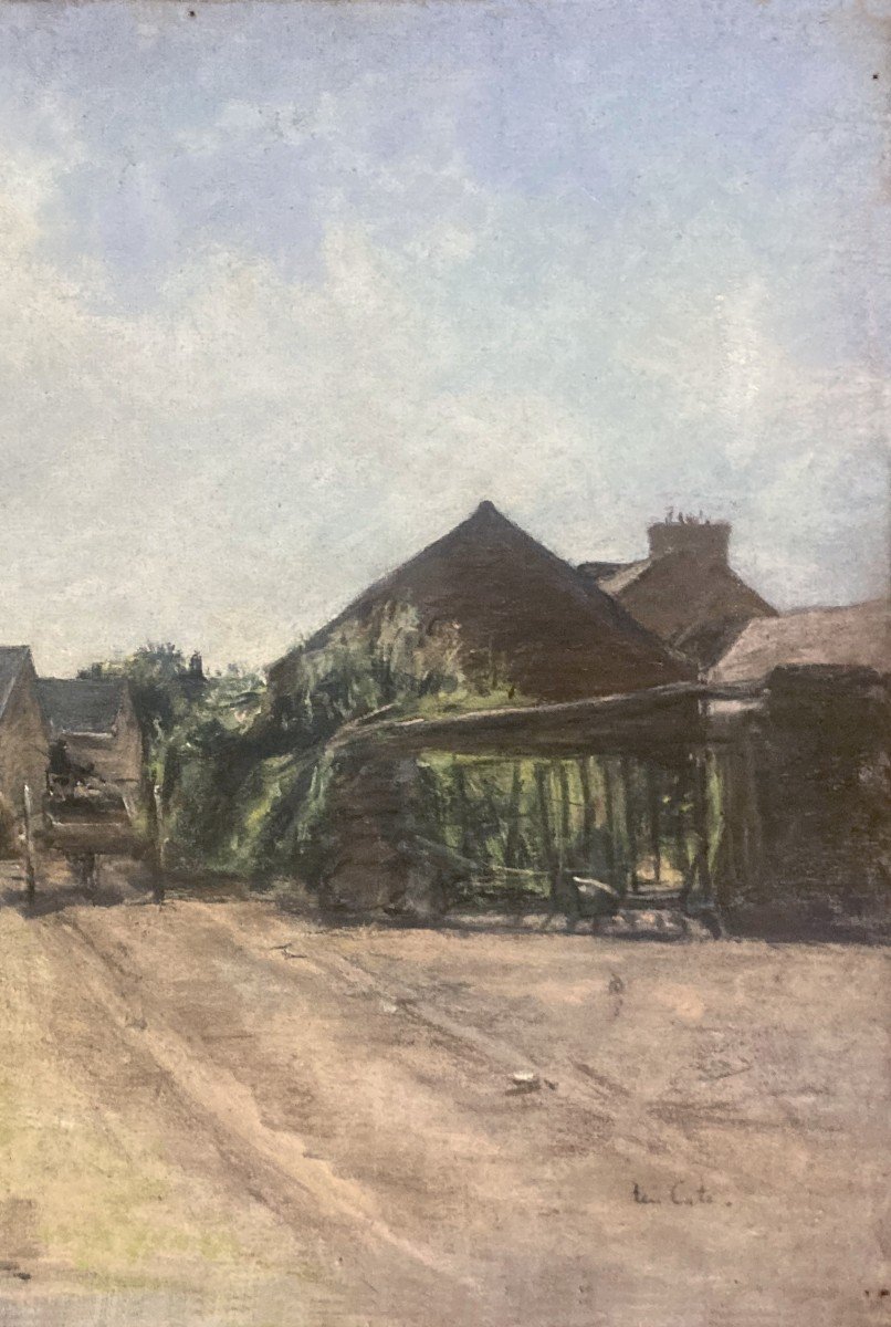 Ten Cate Johannes (1858-1908) "animated Landscape" Pastel Drawing, Signed, 20th Century Frame-photo-4