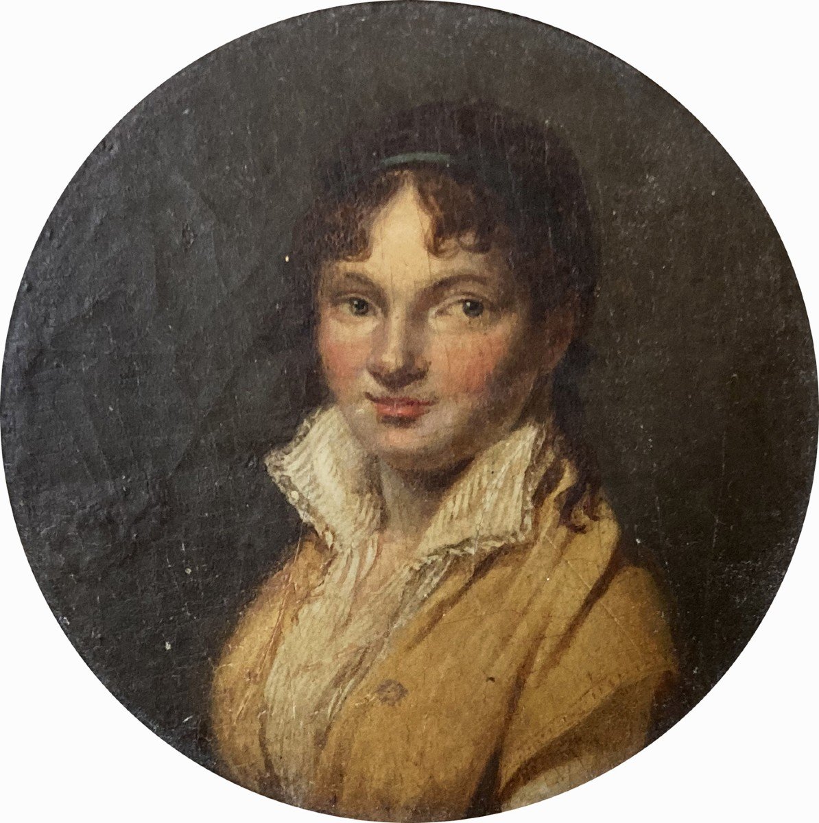 ECOLE FRANCAISE DEBUT 19E SIECLE "Portrait de femme" Miniature, Huile sur panneau, Cadre du 19e-photo-2