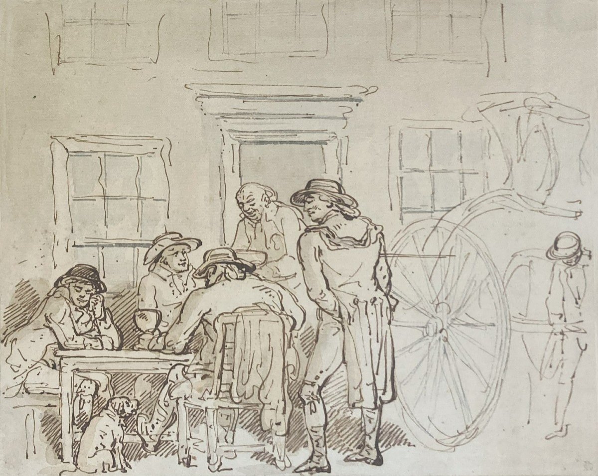 Rowlandson Thomas (1756-1827) "characters, Dog,carriage" Drawing/pen,stamp/rodrigues Collection