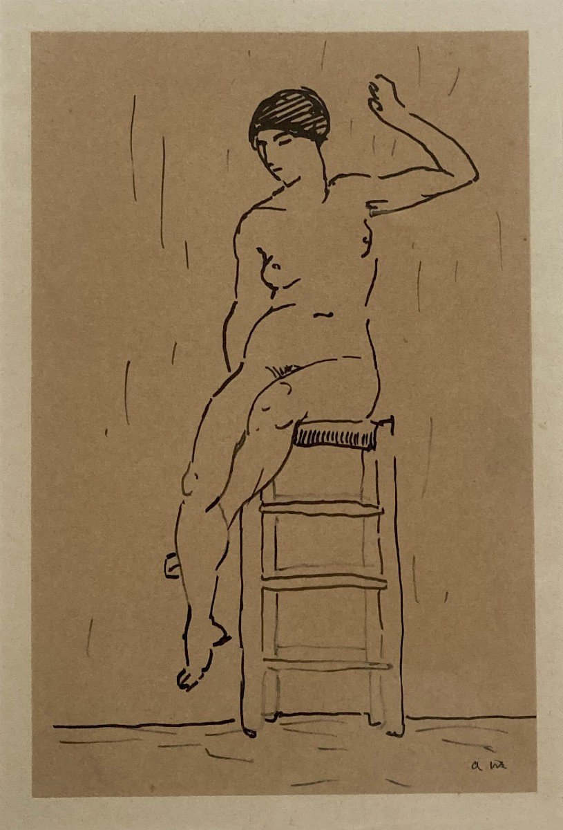 Marquet Albert (1875-1947) "female Nude" Ink Drawing, Signed With The Monogram