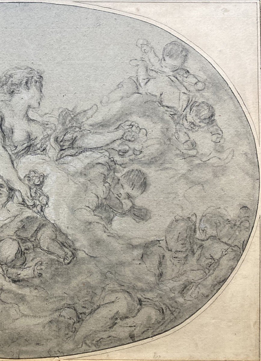 Boucher François (1703-1770) "the Rising Of Dawn" Drawing/black And White Chalk,annotated,frame-photo-4