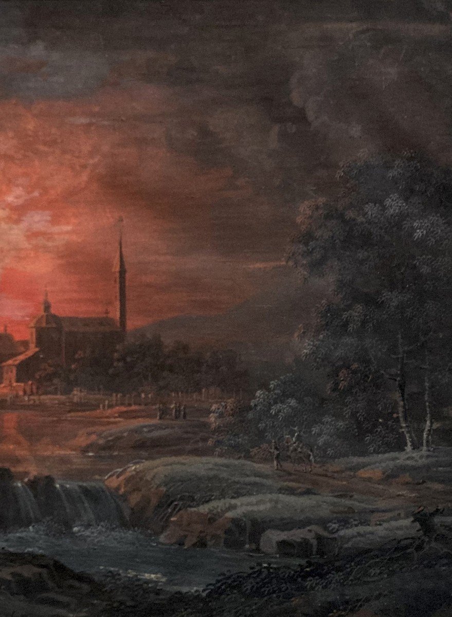Agricola Christoph-ludwig (1665-1719) Deutsch School "a Fire" Drawing/gouache On Vellum-photo-3