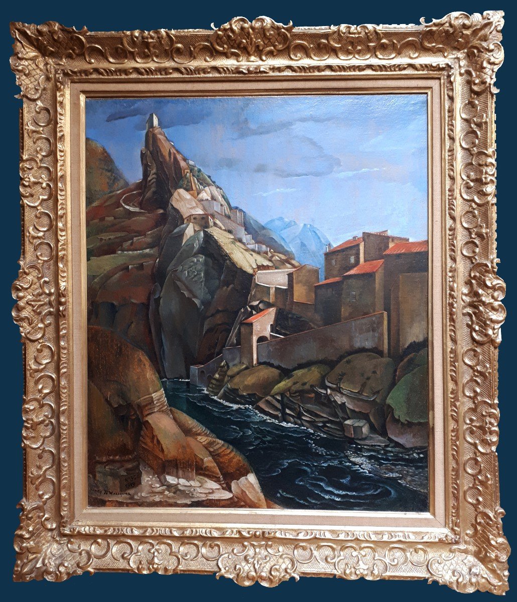 WAROQUIER DE Henry (1881-1970) "Entrevaux, Alpes de Haute Provence" Huile/toile, Signé et daté,