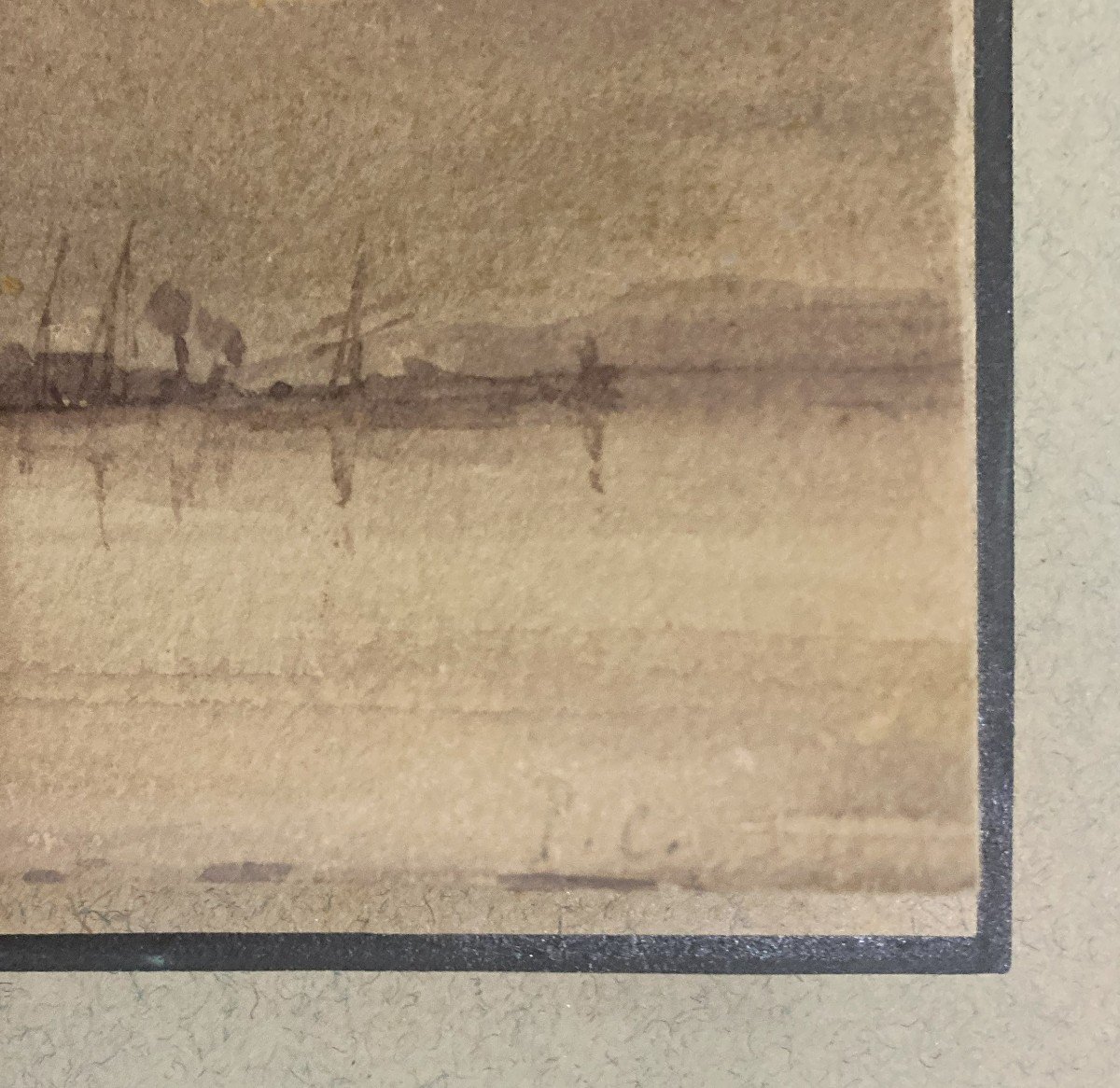 Coste Pascal (1787-1879) "seascape" Watercolor Drawing, Monogrammed-photo-4