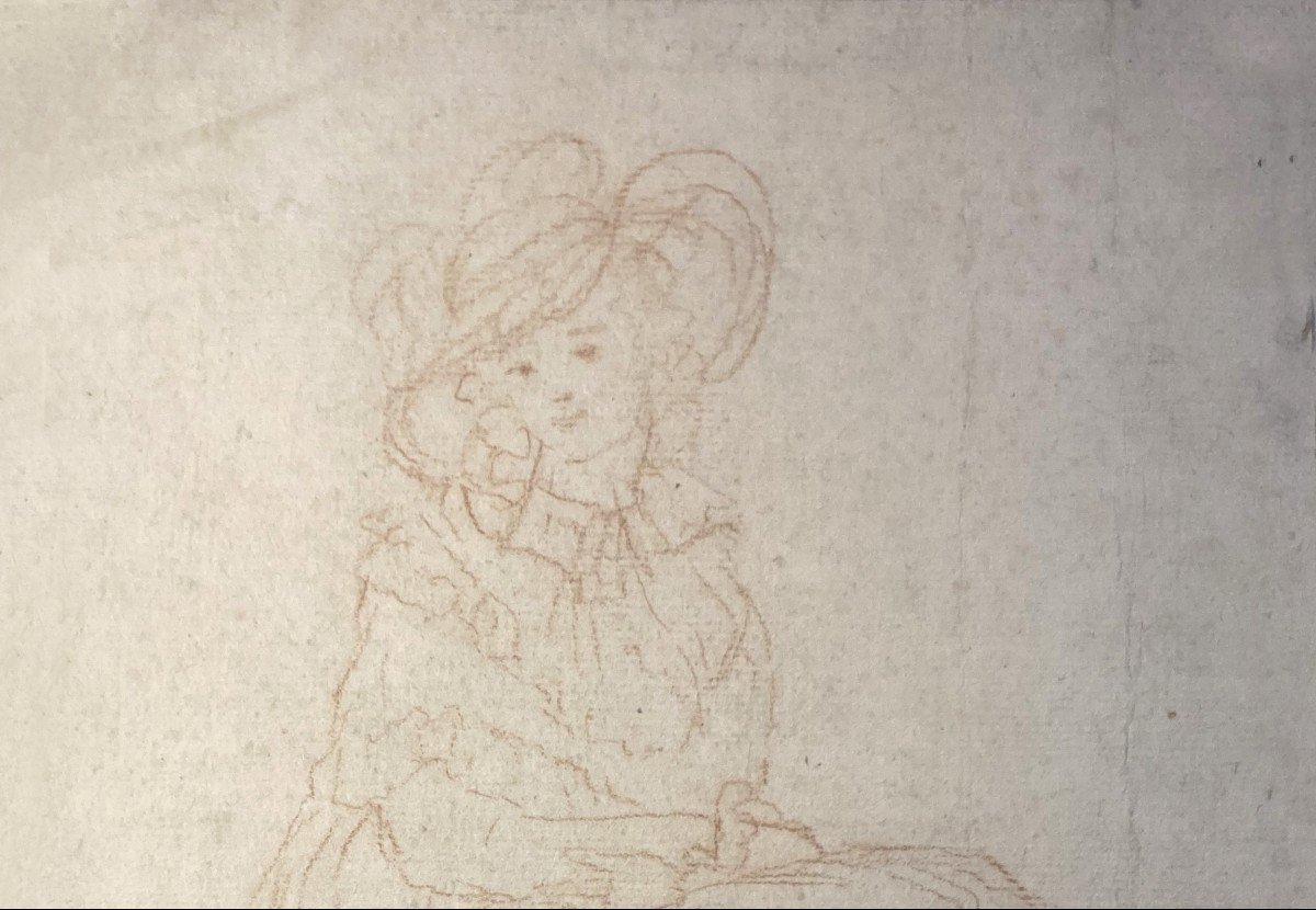 REYNOLDS Joshua Attribué à (1723-1792)"Femme assise"Dessin/Crayon sanguine, Provenance/Reynolds-photo-2