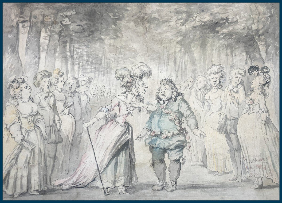 ROWLANDSON Thomas (1756-1827) "Les acteurs" Dessin/Aquarelle, Provenance