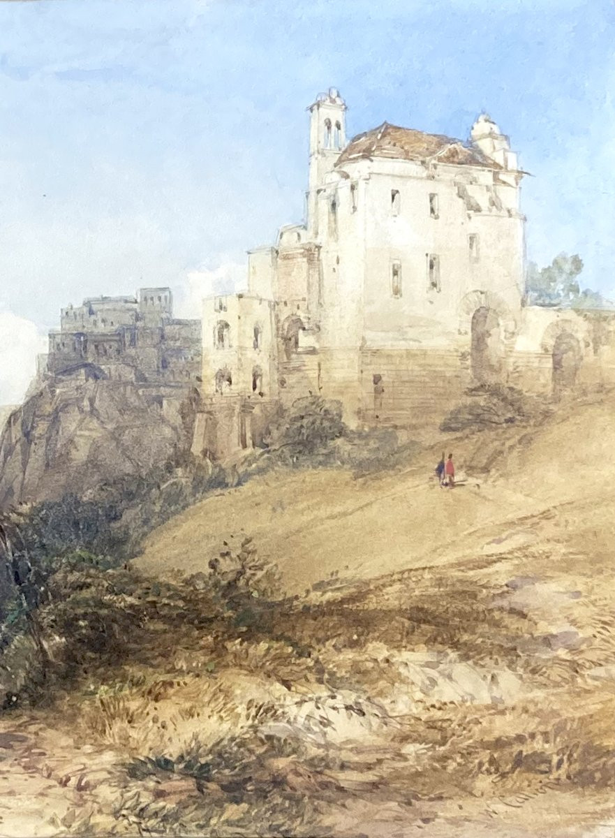 Callow William (1812-1908) "italian Landscape" Drawing/watercolor And Gouache, Signed-photo-3