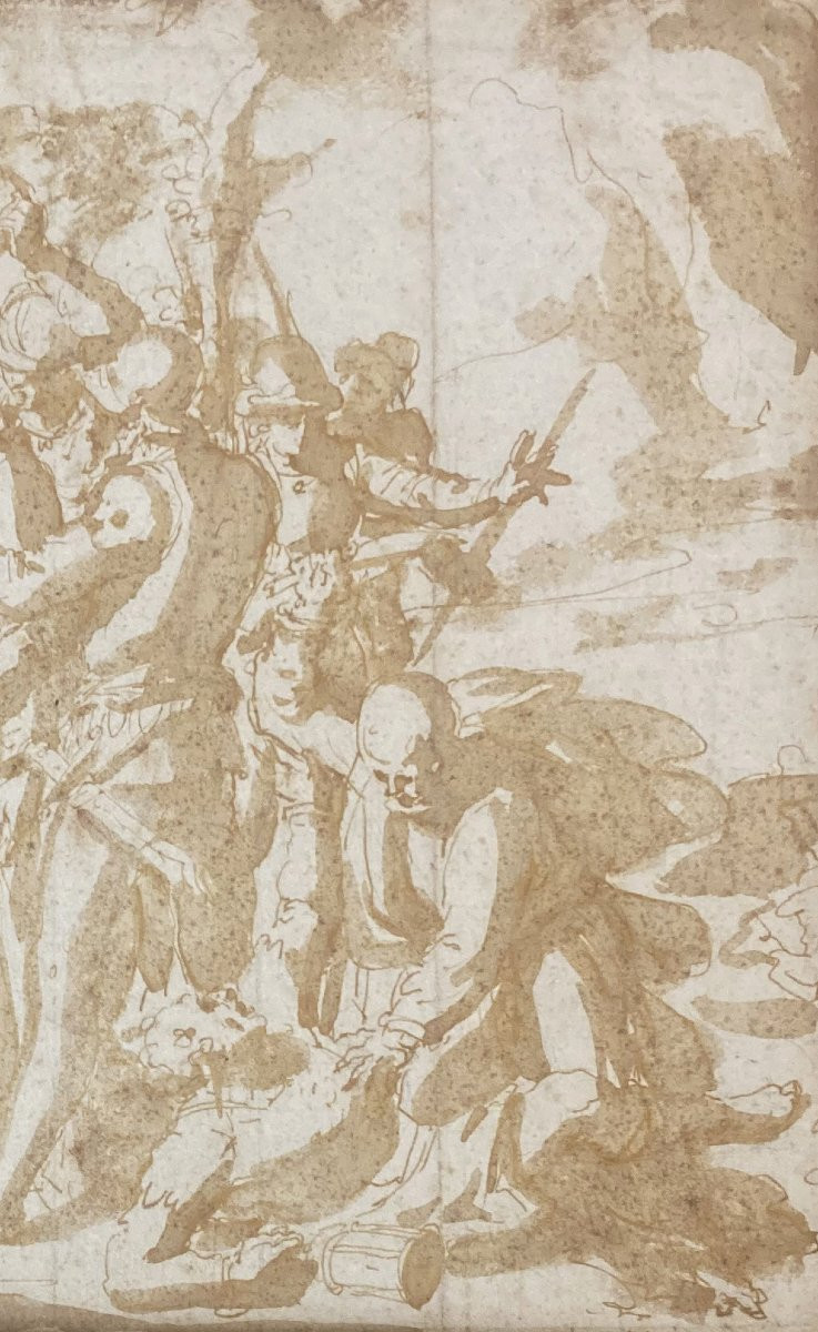 Guerra Giovanni (1544-1618) "arrest Of Christ" Pen And Brown Wash Drawing-photo-4
