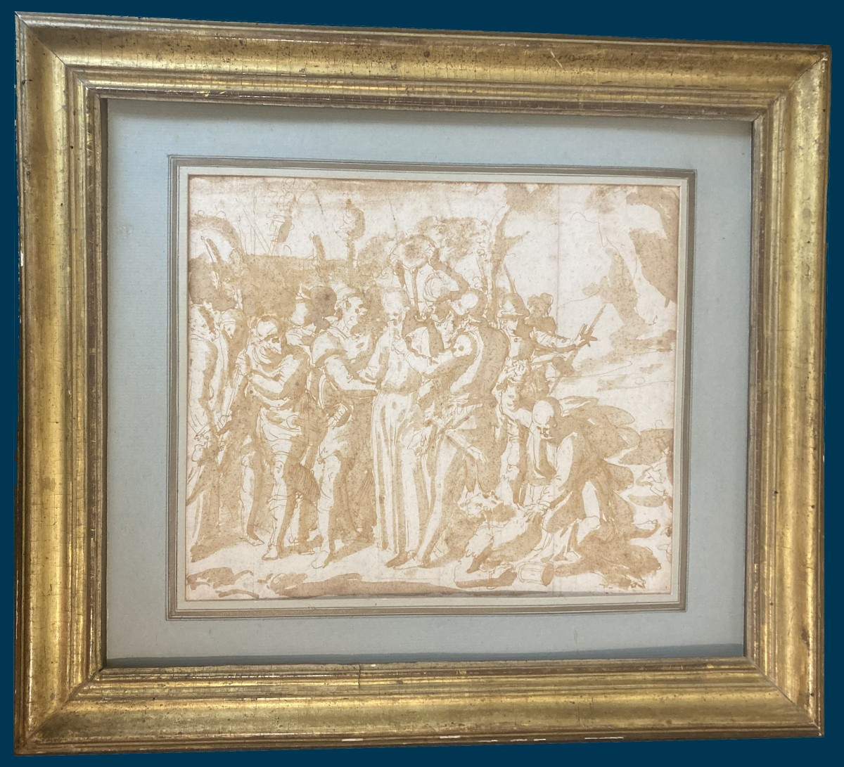 Guerra Giovanni (1544-1618) "arrest Of Christ" Pen And Brown Wash Drawing