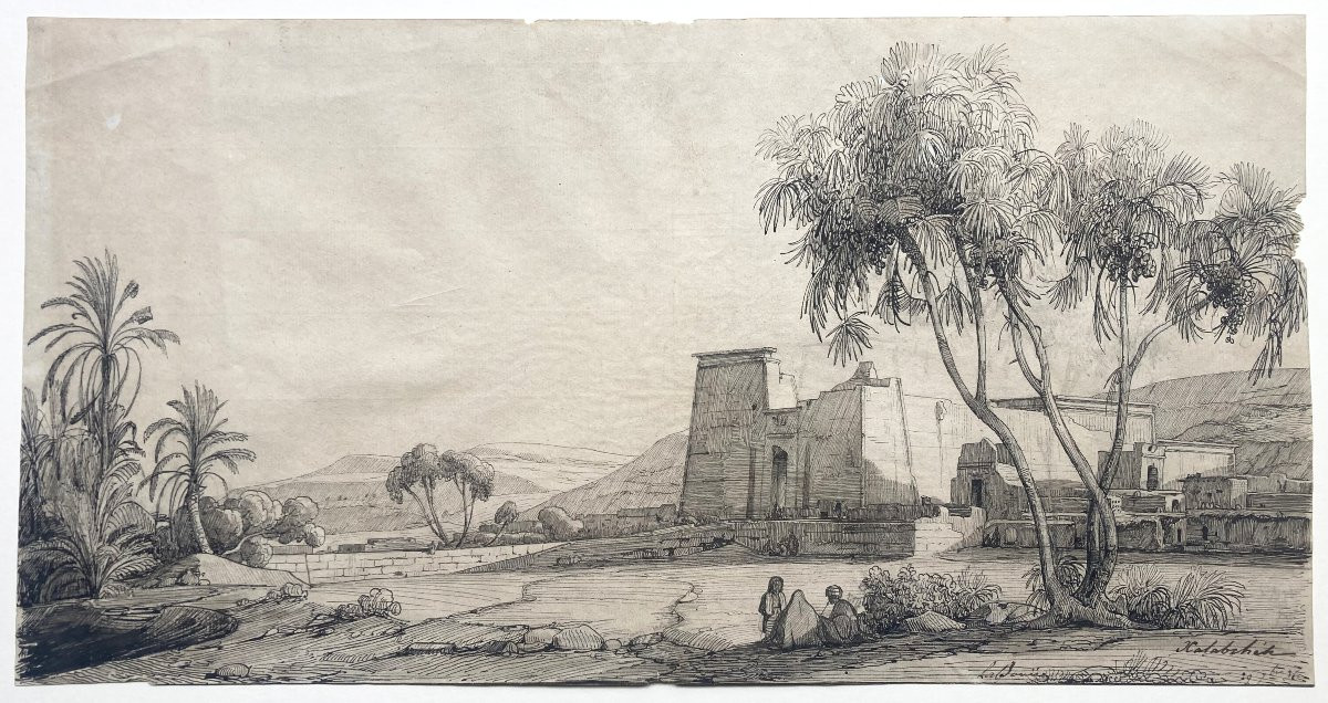 De Gazeau Gabriel, Conte De La Bouere (1800-1881) "egypt" Pen Drawing, Dated-photo-4