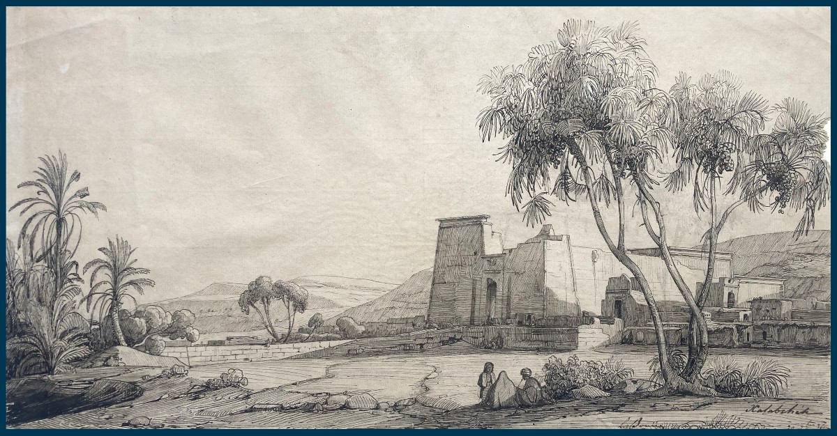 De Gazeau Gabriel, Conte De La Bouere (1800-1881) "egypt" Pen Drawing, Dated