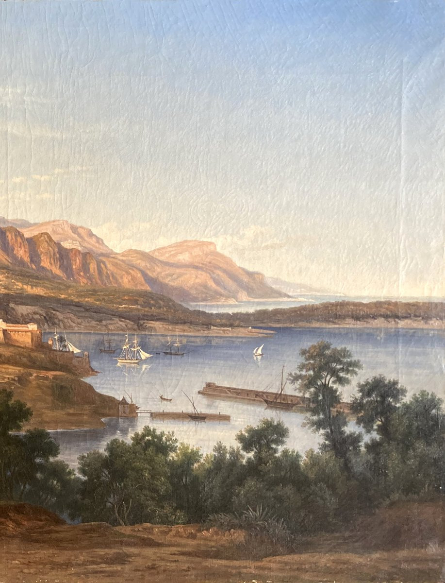 Flachéron Isidore (1806-1873) "messina" Oil On Canvas, Signed-photo-3